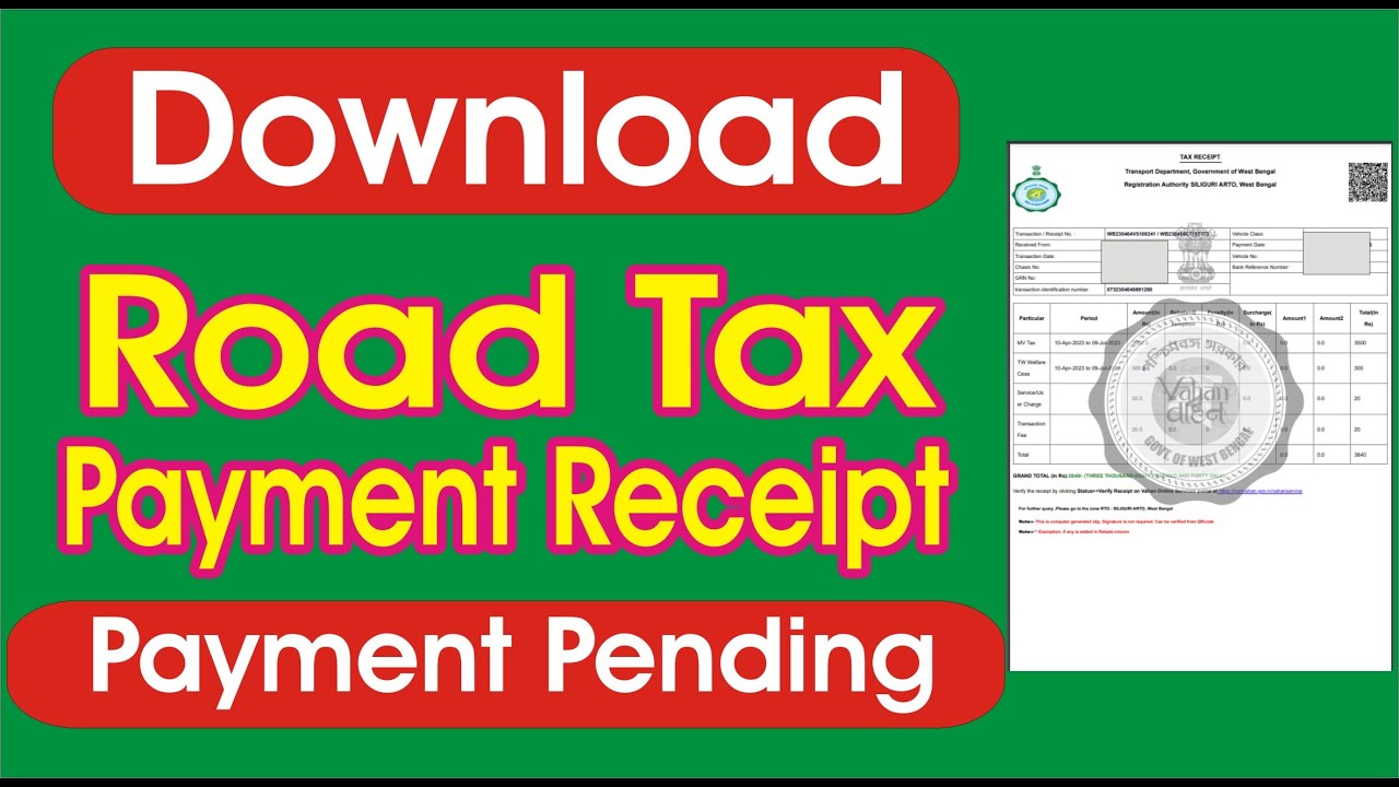 How to download Road Tax Payment receipt / road tax receipt download l road tax payment pending