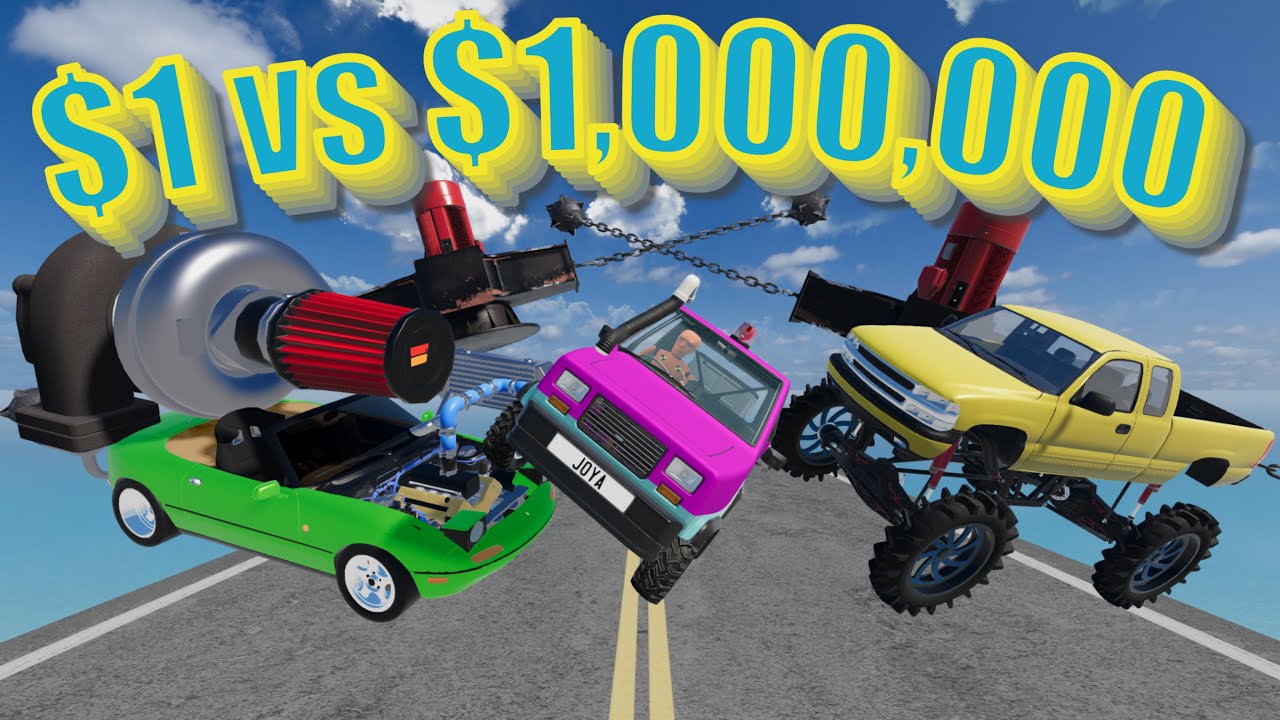 BeamNG | $1 vs $1,000,000 TUNED Cars VS LARGE SPINNER