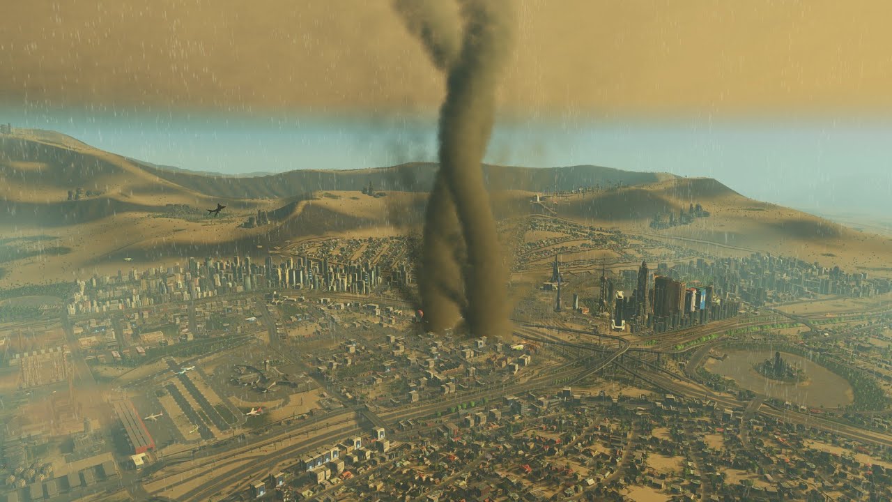 (cities skyline) Double tornado disaster Las Megas