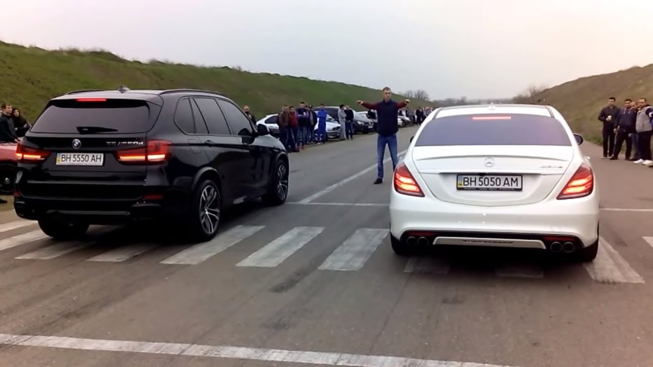 Bmw X5 M 50D vs Mercedes 6.3 AMG dragracing