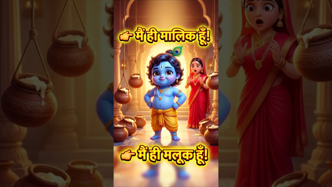 मैं ही मालिक हूँ… मैं ही मलूक हूँ! 😄 | कान्हा जी की प्यारी लीला #krishnaleela #littlekrishna