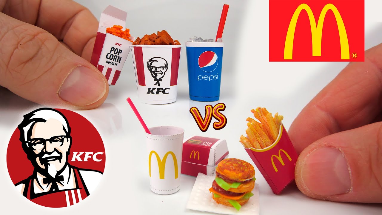 DIY Realistic Miniature McDonalds Vs KFC | DollHouse | No Polymer Clay!
