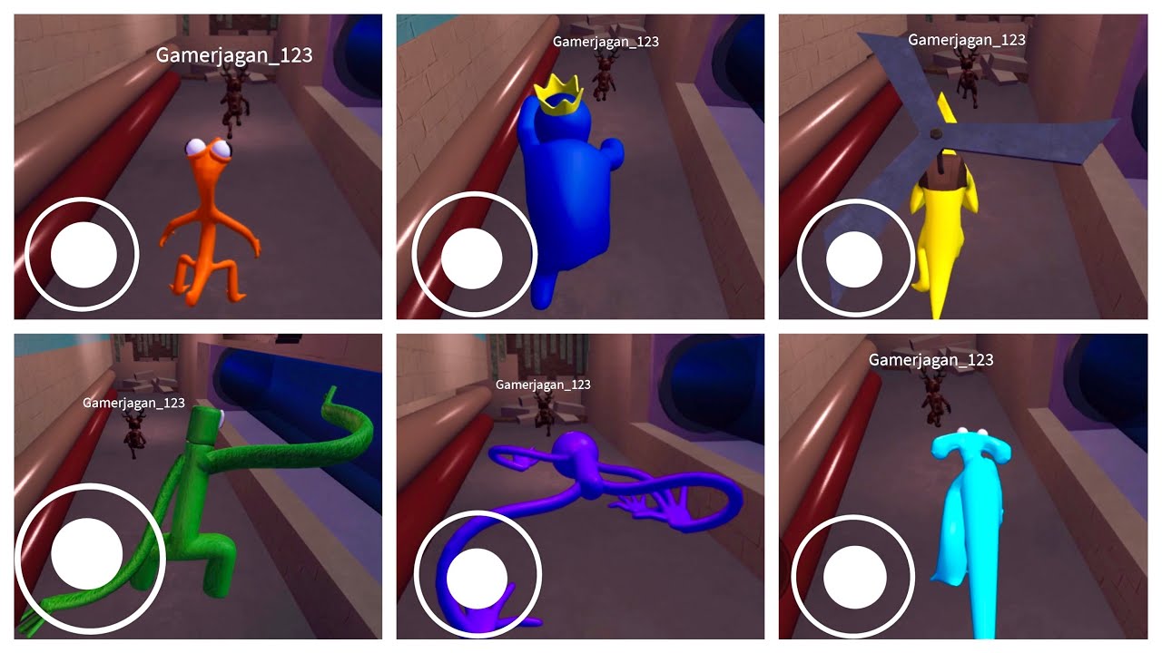 yellow vs Blue vs Orange vs Green vs sky blue vs purple in rainbow friends chapter 2 roleplay 