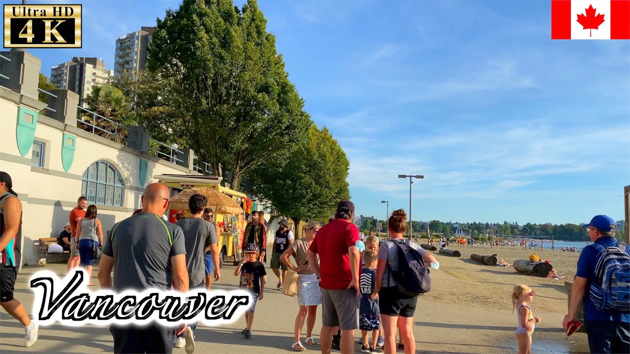 🇨🇦【4K】Vancouver Summer Walk - English Bay from Coal Harbour (August, 2021)