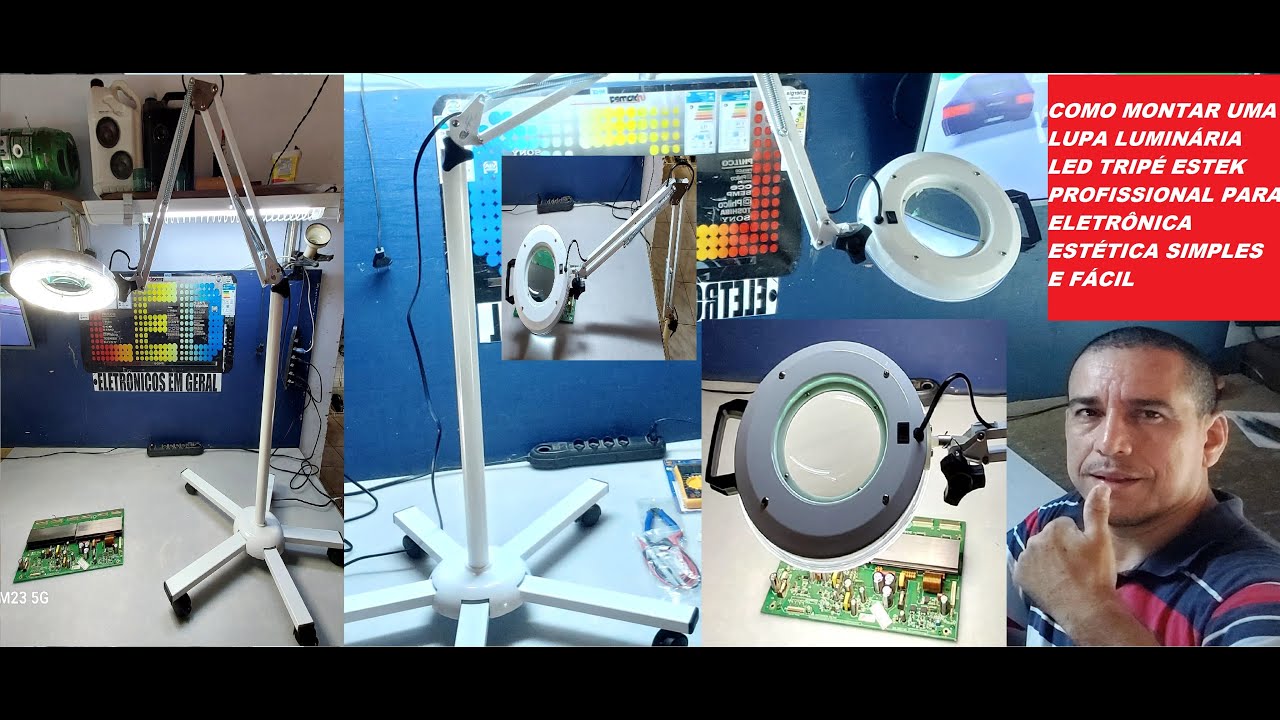 COMO MONTAR UMA LUPA LUMINÁRIA LED TRIPÉ ESTEK PROFISSIONAL PARA ELETRÔNICA ESTÉTICA SIMPLES E FÁCIL