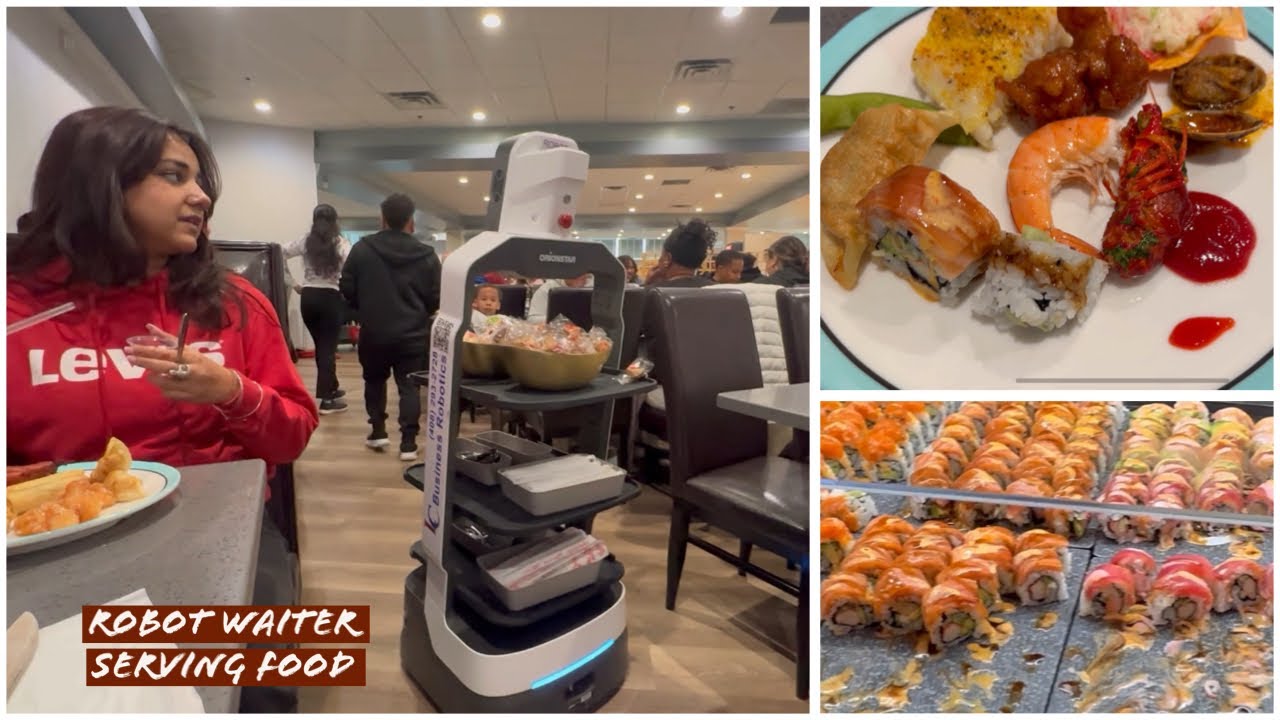 Robot waiter আজ খাওয়া serve করল । আমেরিকা তে এশিয়ান বাফে