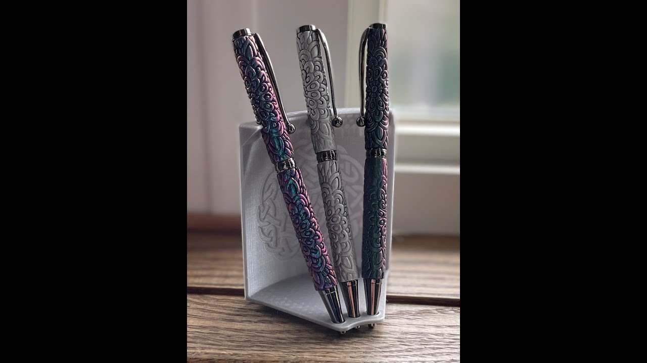 Textured pens made with polymer clay