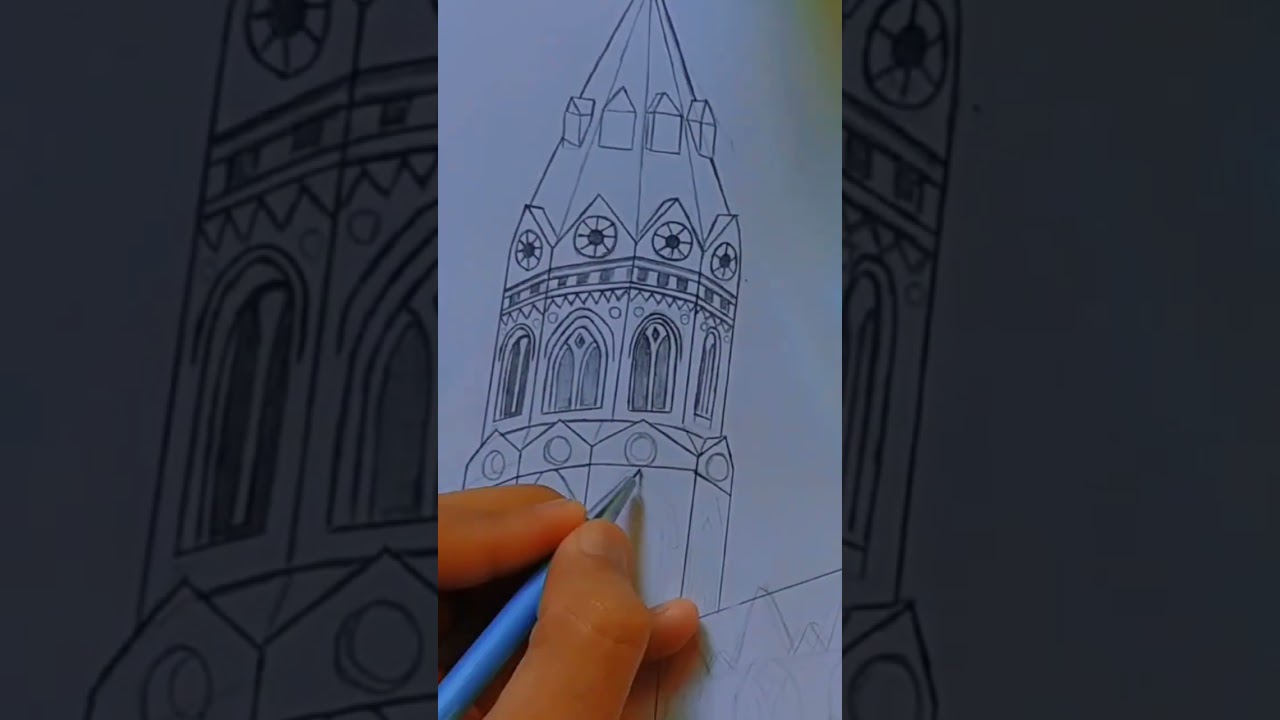pencil drawing/ Gcu college Lahore drawing/ building drawing