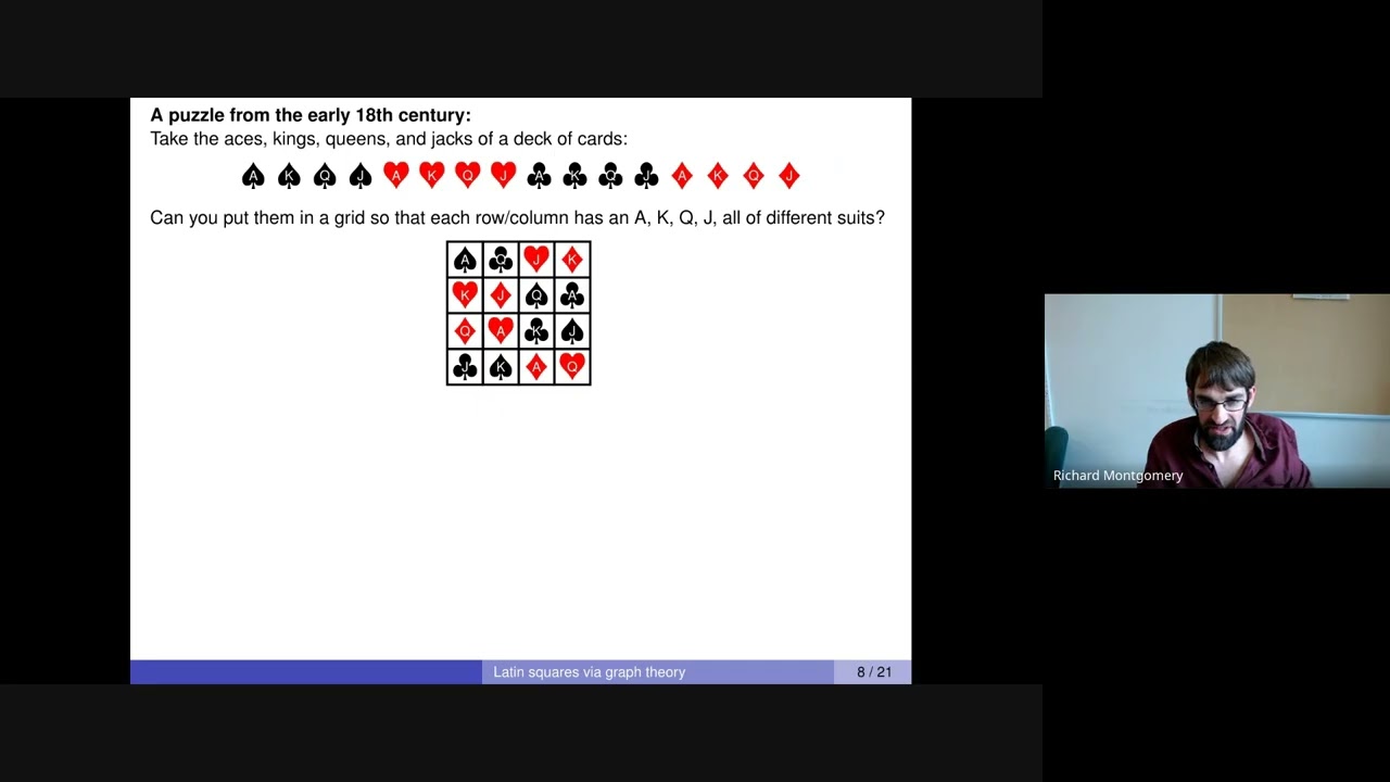 MOSS Seminar #5 - Richard Montgomery: Latin squares via graph theory