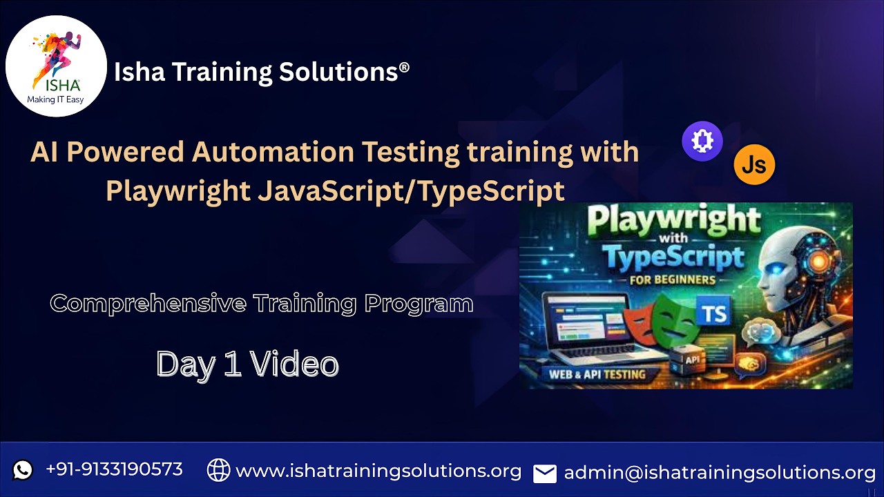 Playwright JavaScript/TypeScript Day1 Video on 15th Feb 2026.Contact/ WhatsApp us on +91-9133190573.
