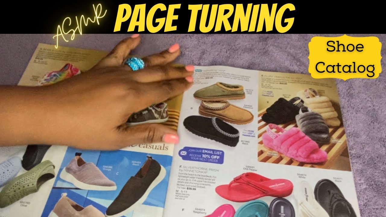 ASMR Shoe Catalog Page Turning 📖(No Talking) Pen Clicking 🖊Finger Licking 👅