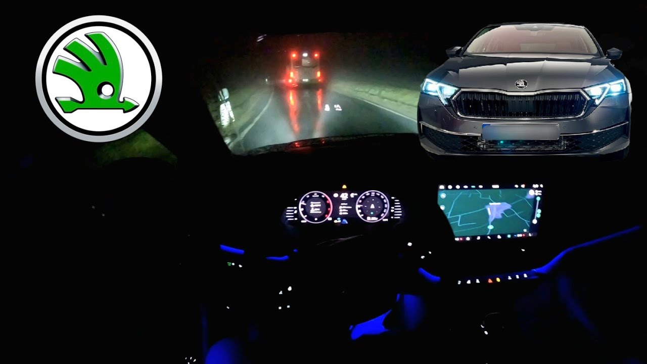 Skoda Octavia IV Facelift 2025 LED Matrix headlights Test | night driving | 2.0 TDI 150PS | POV
