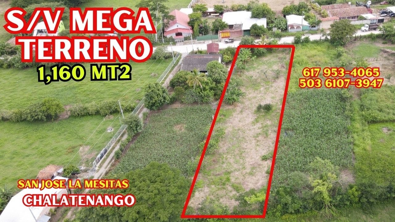 S/V Mega Terreno a 5 minutos del pueblo de Chalatenangoc 1,160mt2