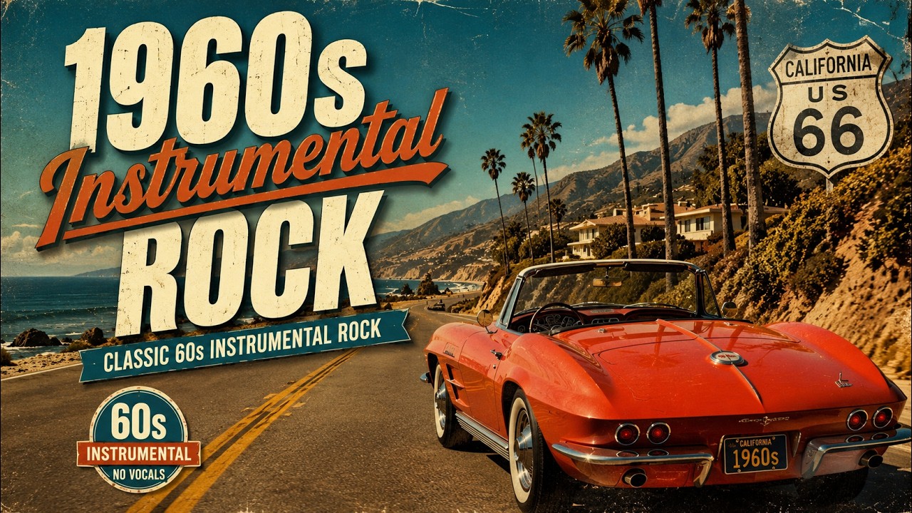 Classic 60s Instrumental Rock 🎸 Vintage Road Trip Music (1 Hour)