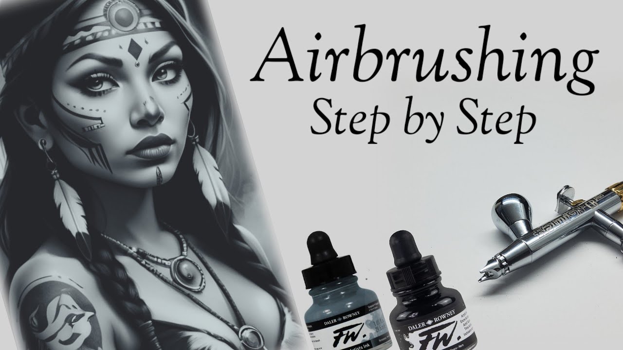 Airbrushing step by step Native American indian girl