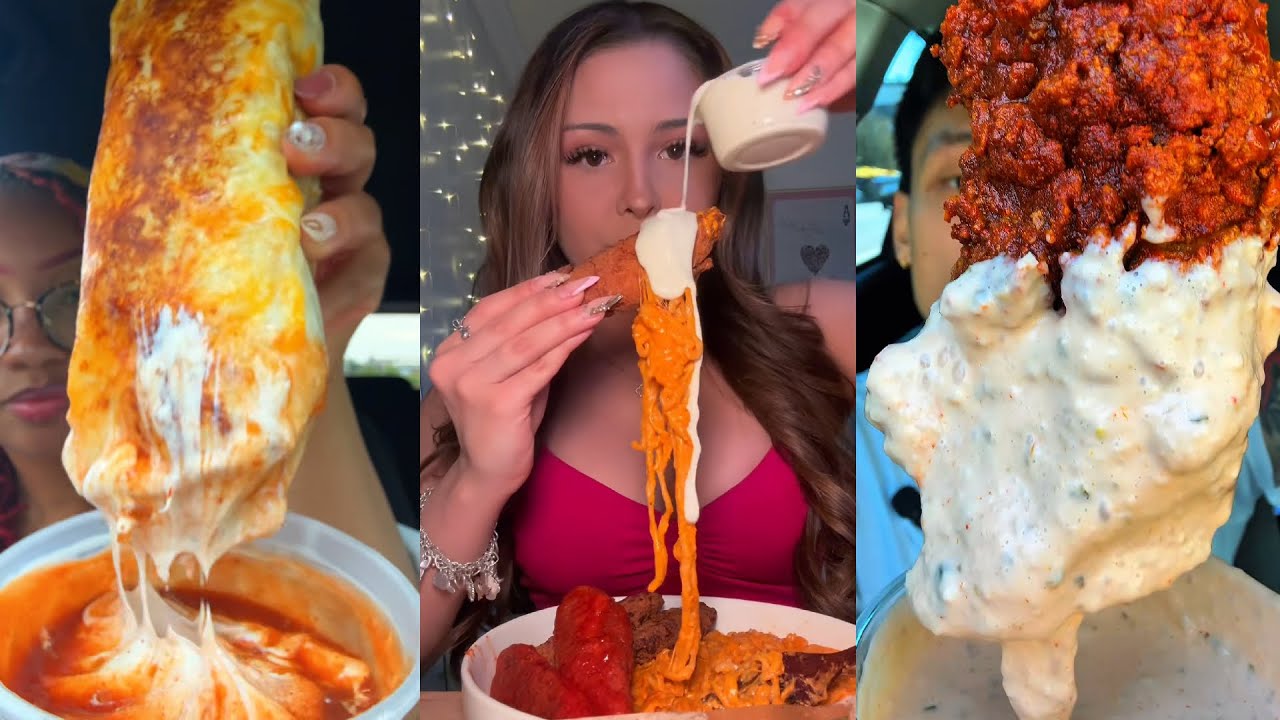 TIKTOK Mukbang Compilation | Taco Bell, Wingstop, Howlin Rays, Chipotle & More!