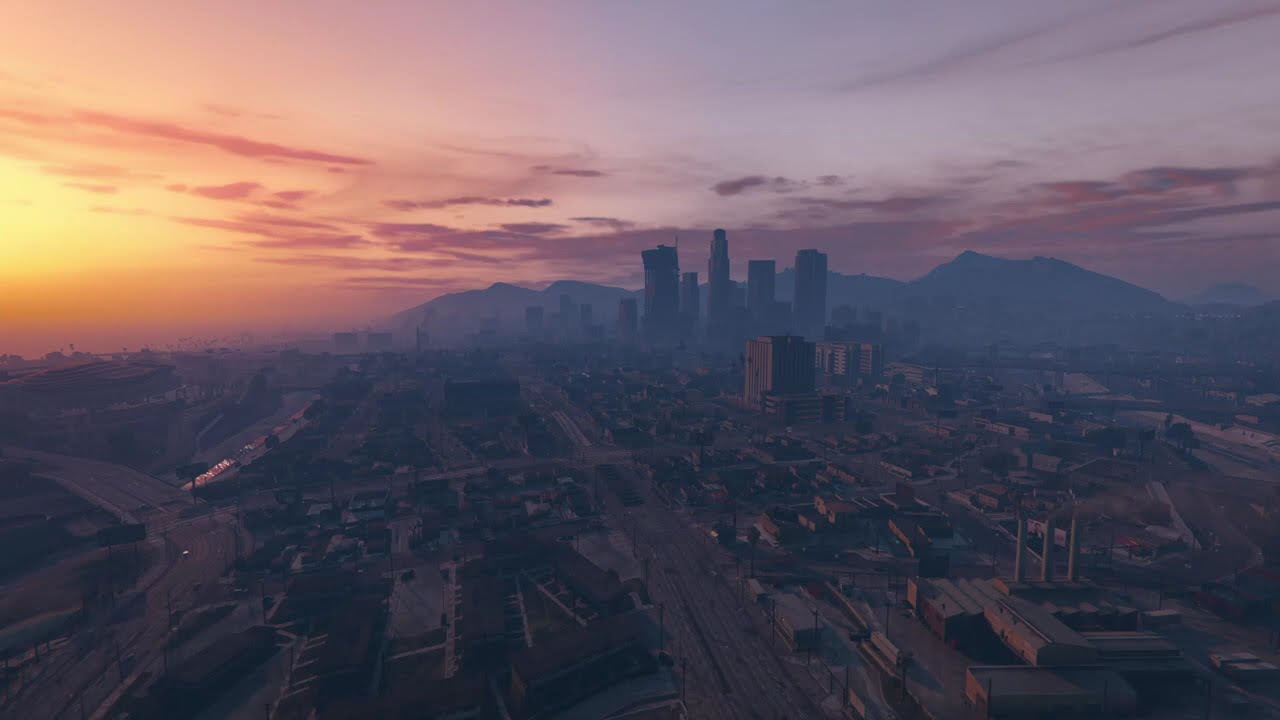 Relaxing JAZZ Music Los Santos Sunset Timelapse View ASMR [GTA 5]