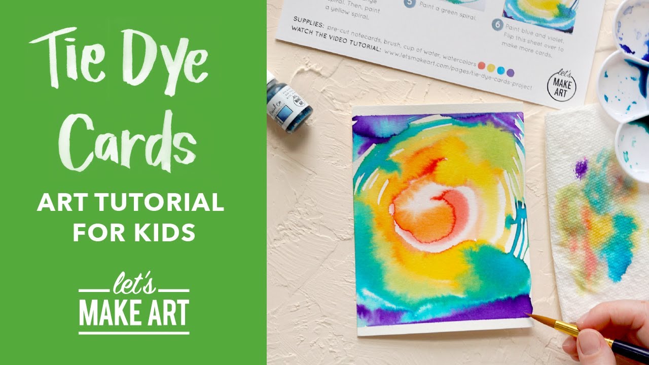 Tie Dye Cards | Children's Watercolor Art Activity by Nicole Miyuki of Let's Make Art