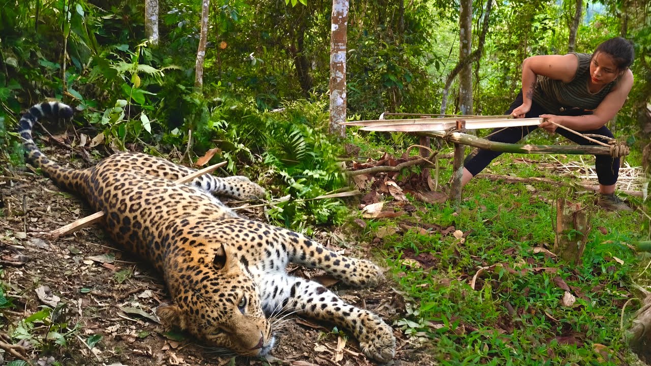 100 Days of Survival : Make an automatic bow and arrow to defend against leopards and wild boars.