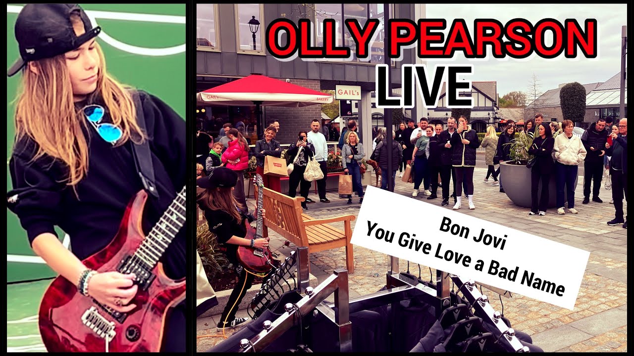 OLLY PEARSON Guitar LIVE rocking out - Bon Jovi - You Give Love a Bad Name - Cheshire Oaks Village