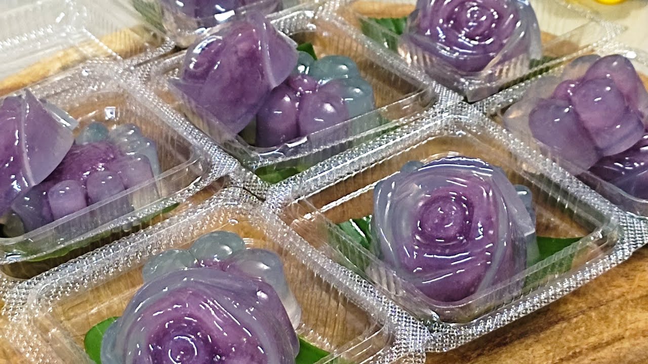 ขนมเทียนแก้วไส้กะทิมันม่วง #ขนมไทยประยุกต์