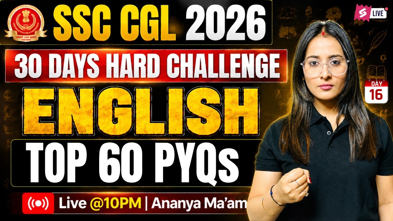 SSC CGL English Classes 2026 | SSC CGL English Previous Year Solved Paper | English by Ananya Mam