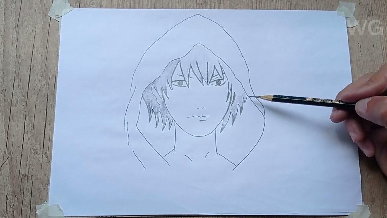 Como desenhar o rosto de uma garota usando capuz...