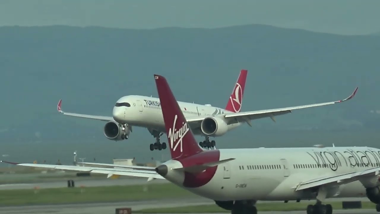 Emirates BA A380's 747's EVA China Airlines Korean Fiji Virgin Afternoon Spotting SFO