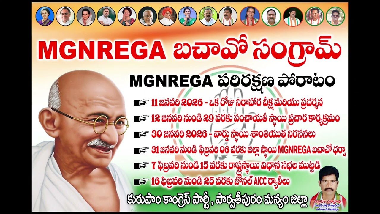 V. Shruti Devi's ongoing participation in the INC's MGMNREGA Bachao Sangram 2026 