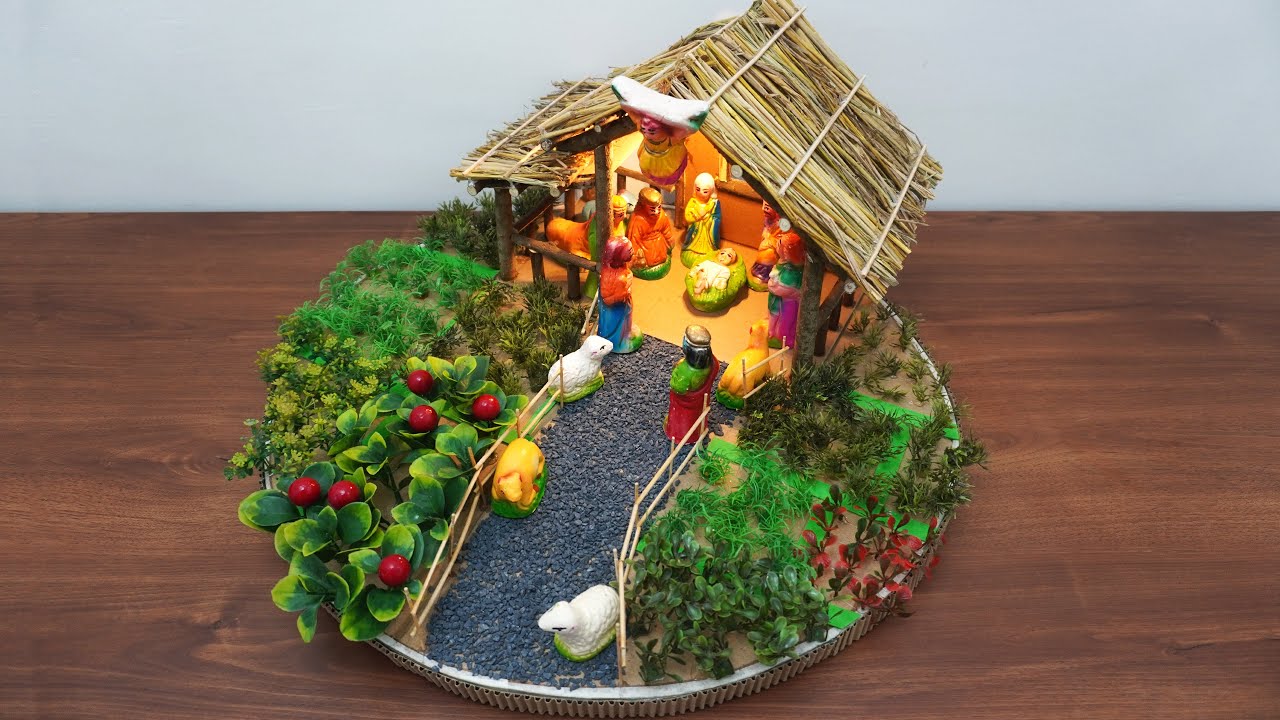 How to make a Christmas crib at home | DIY Christmas Crib | Christmas Nativity Scene