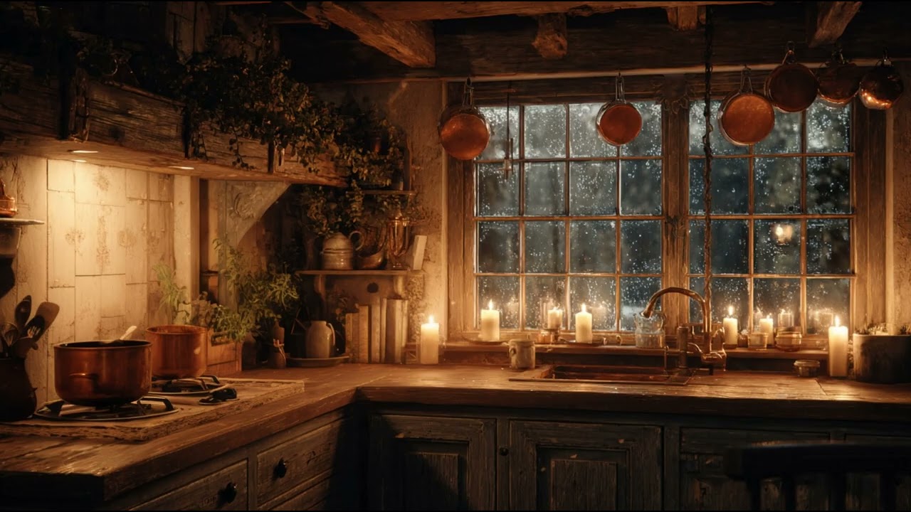 Candlelit Cottage Kitchen 🕯️ | Cozy Guitar & Piano | Music for Studying & Relaxing