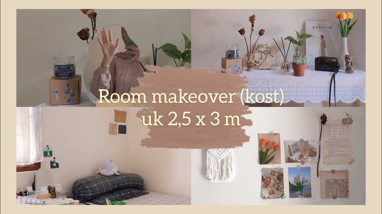 ROOM MAKEOVER (kost ukuran 2,5 X 3 meter) part.1 | aesthetic room decor korean inspired (Indonesia)