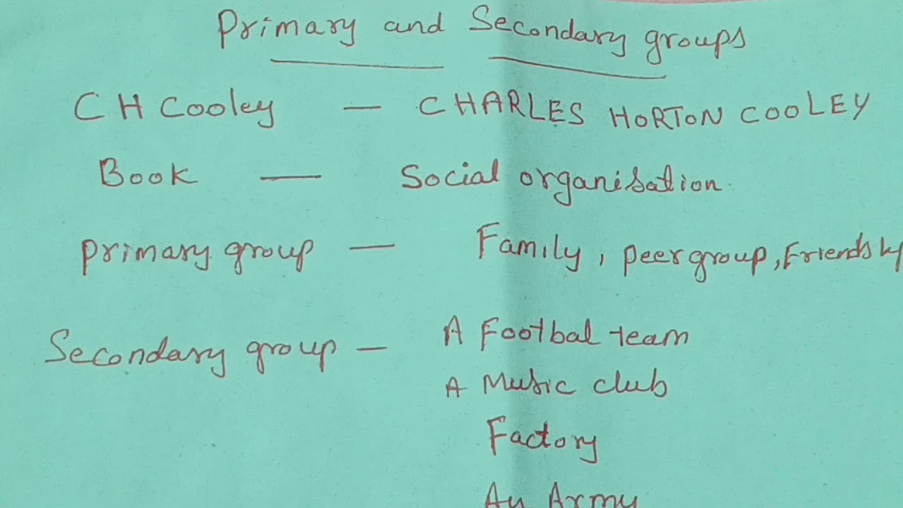 PRIMARY GROUPS AND SECONDARY GROUPS