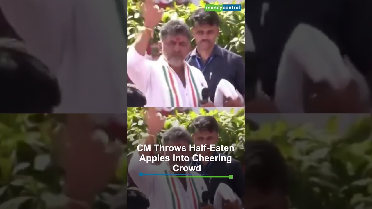Viral Video Of DK Shivakumar Tossing Half-Eaten Apples Into Crowd Sparks Questions