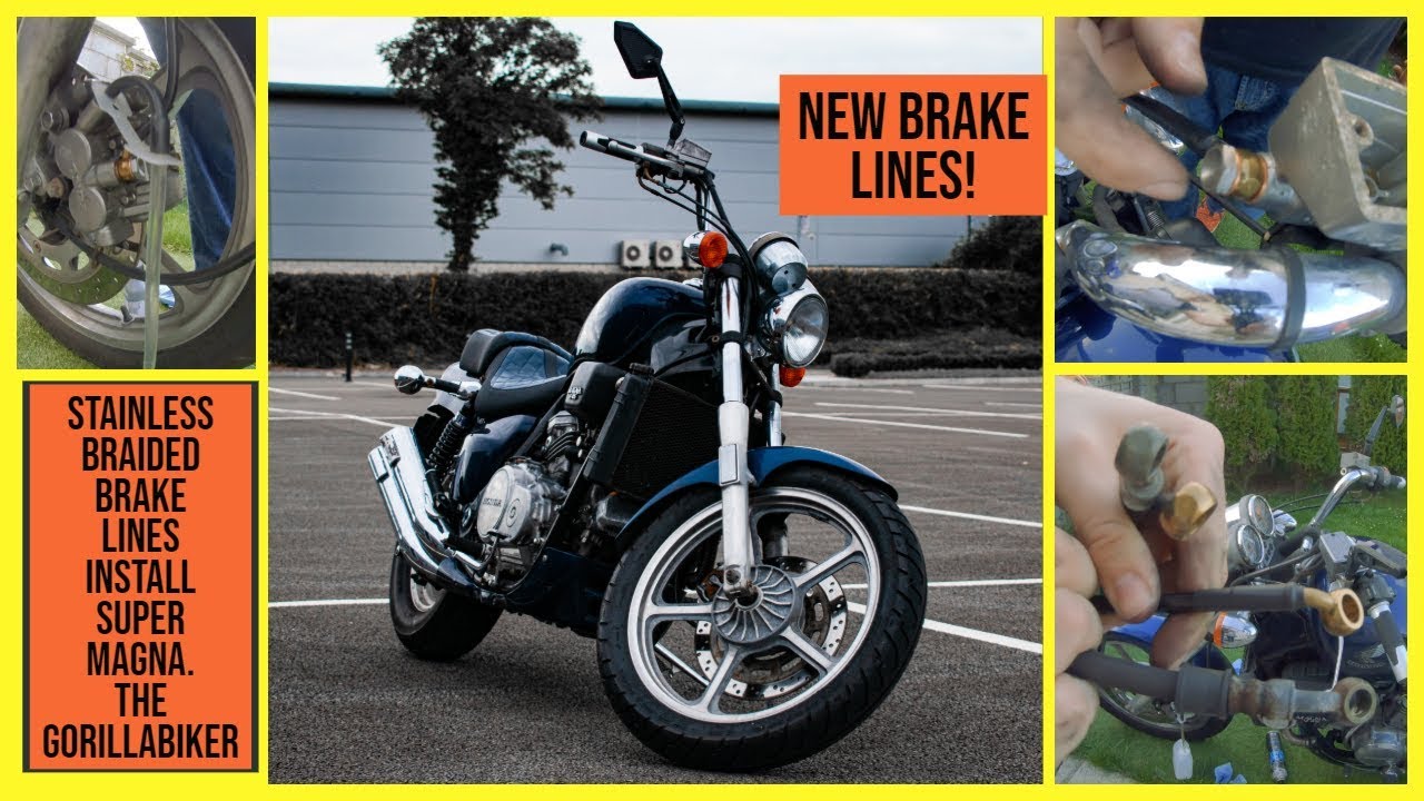 Honda Super Magna Braided Brake Lines Install - So much nicer!