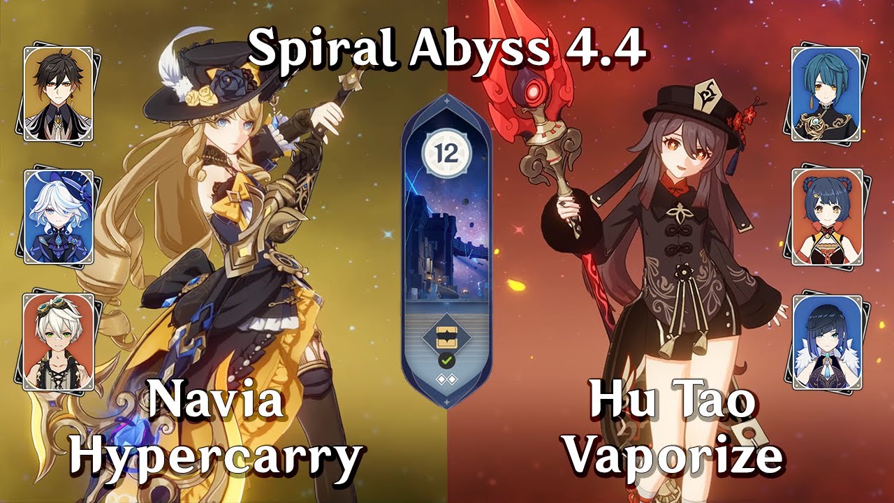 [SPIRAL ABYSS 4.4] Navia Hypercarry ft. Hu Tao Vaporize - Genshin Impact