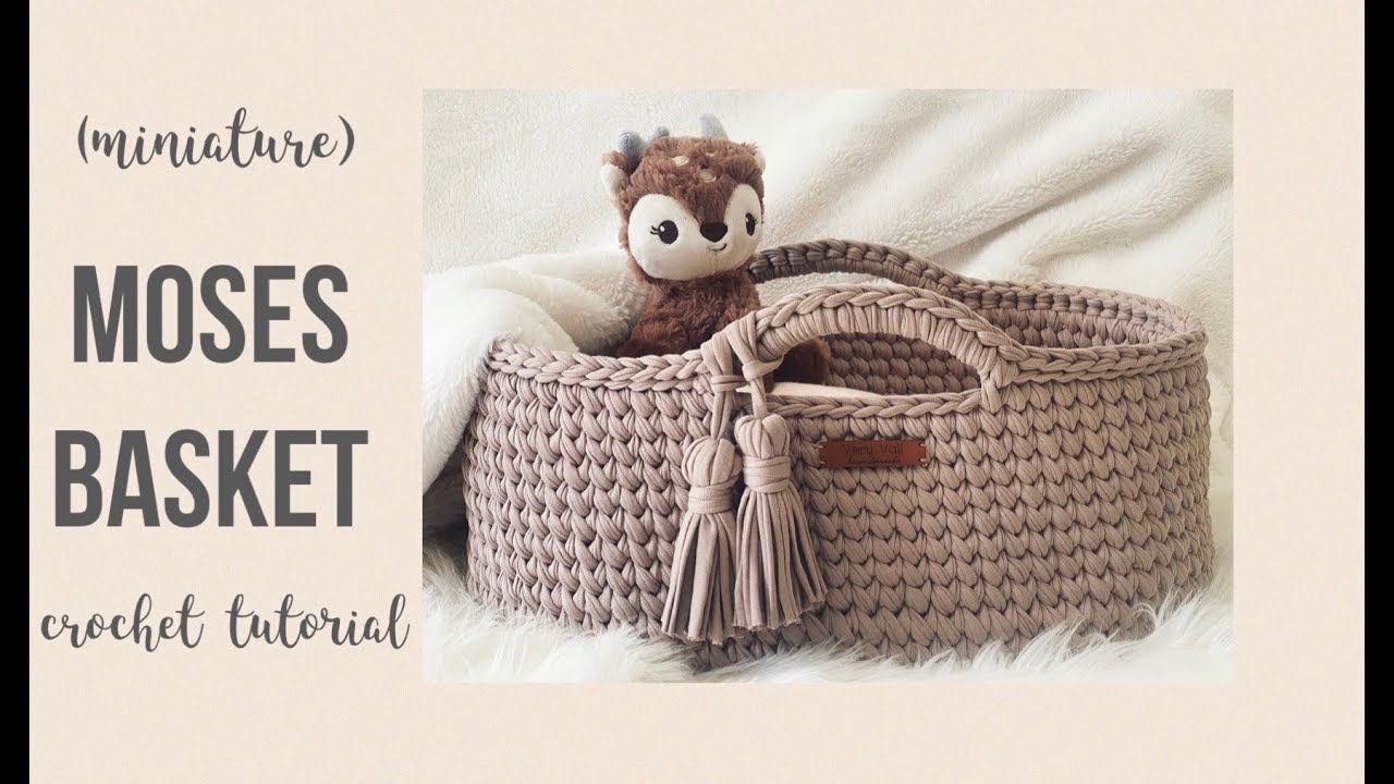 Crochet Tutorial - Mini Moses Basket with Wooden Base (waistcoat stitch)