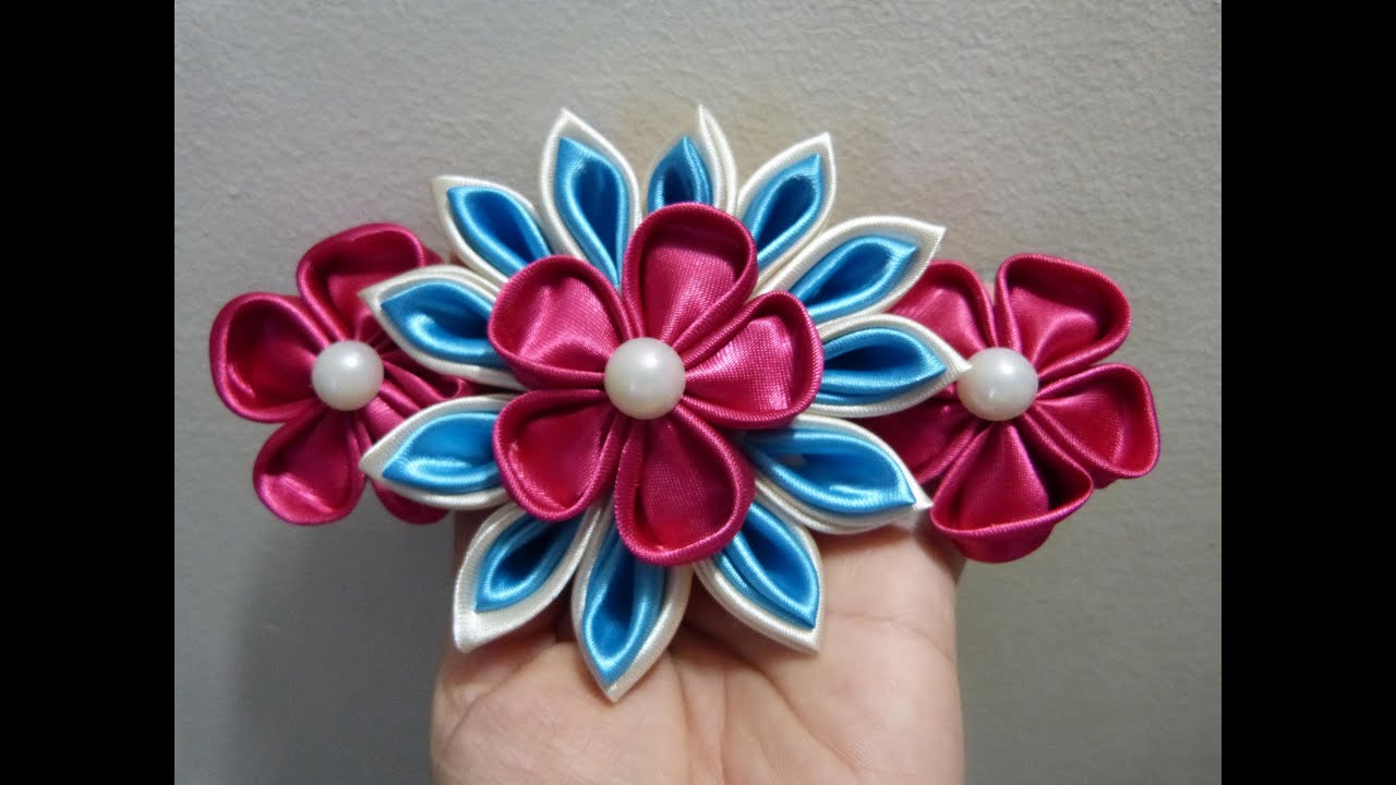 Como Hacer Flor de tela Kanzashi, How to make flower Diy