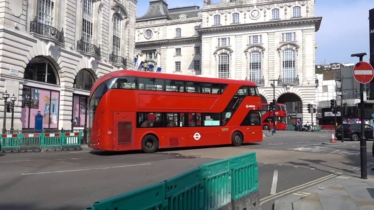 London Buses at Piccadilly Circus and Oxford Circus - 13 August 2020