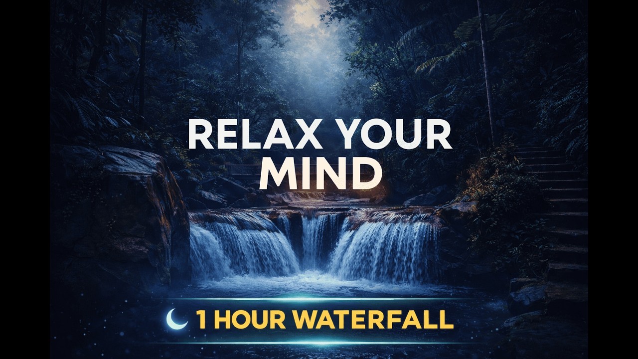 Relaxing Waterfall in Lush Jungle 🌿 1 Hour Nature Sounds for Deep Sleep & Focus
