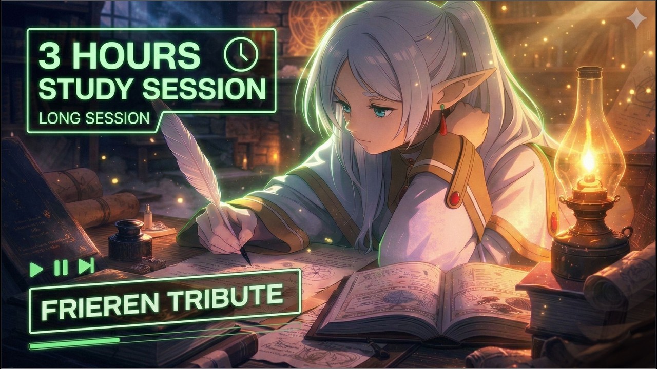 Frieren Lofi [3 Hours Study Beats] - Deep Focus & Relaxing Anime Music  #frieren #lofi #studymusic