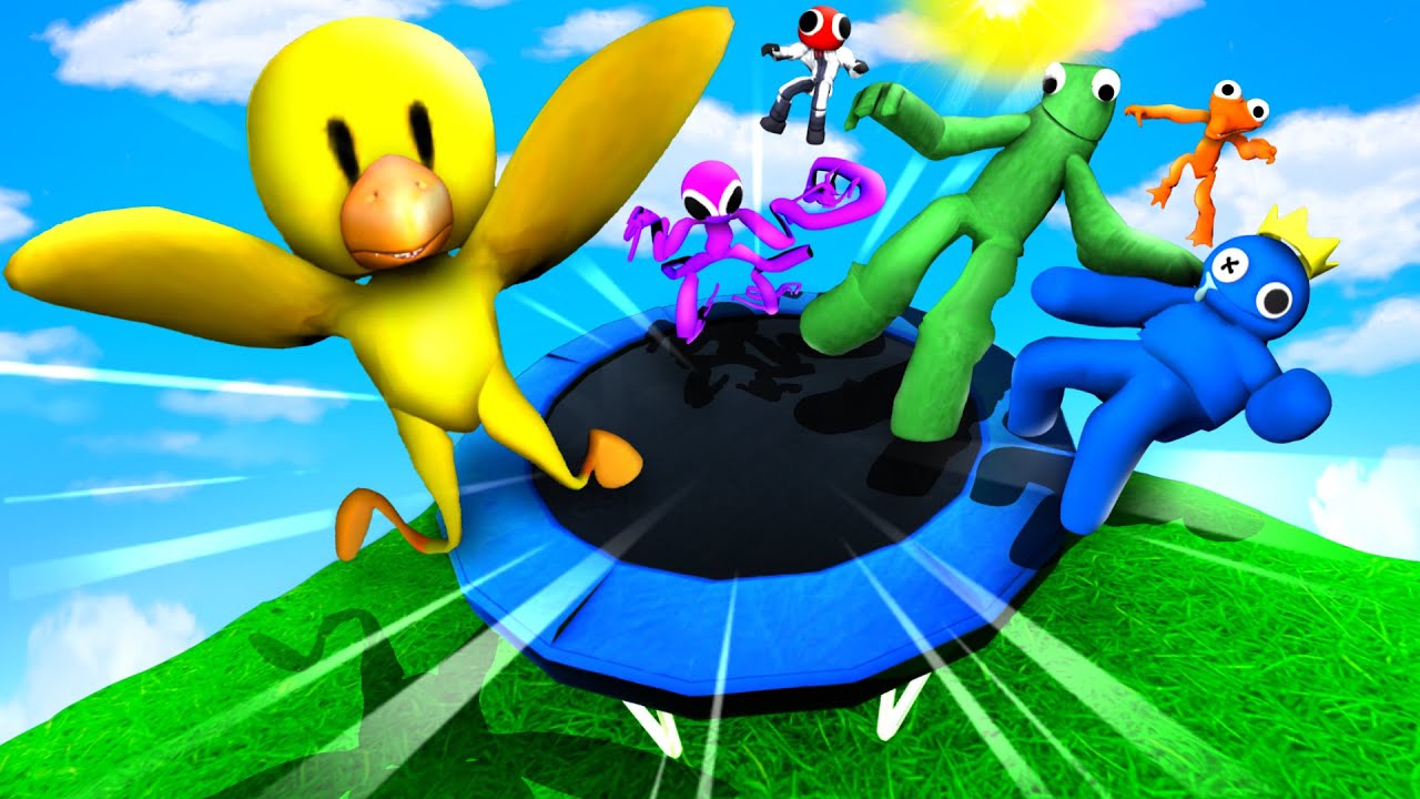 GMOD Rainbow Friends Team • Trampoline Fails & Jumps