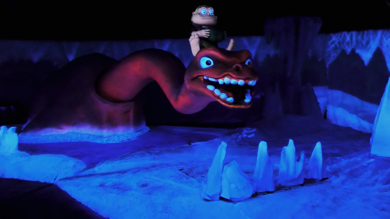 Cave Train Adventure Dark Ride Attraction Roundtrip Onboard POV at Santa Cruz Beach Boardwalk