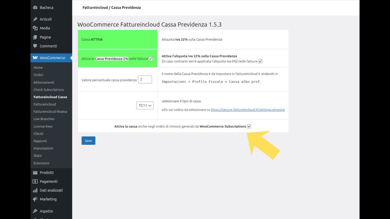 WFatture for WooCommerce Fattureincloud Premium cassa previdenza trial period subscription variabile