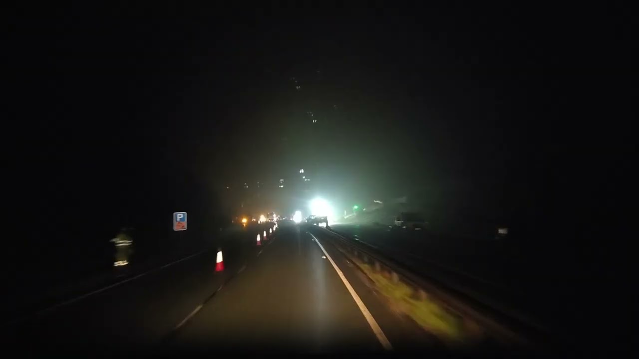 Night load on a dark road. Chill lo-fi night driving A14 to M1