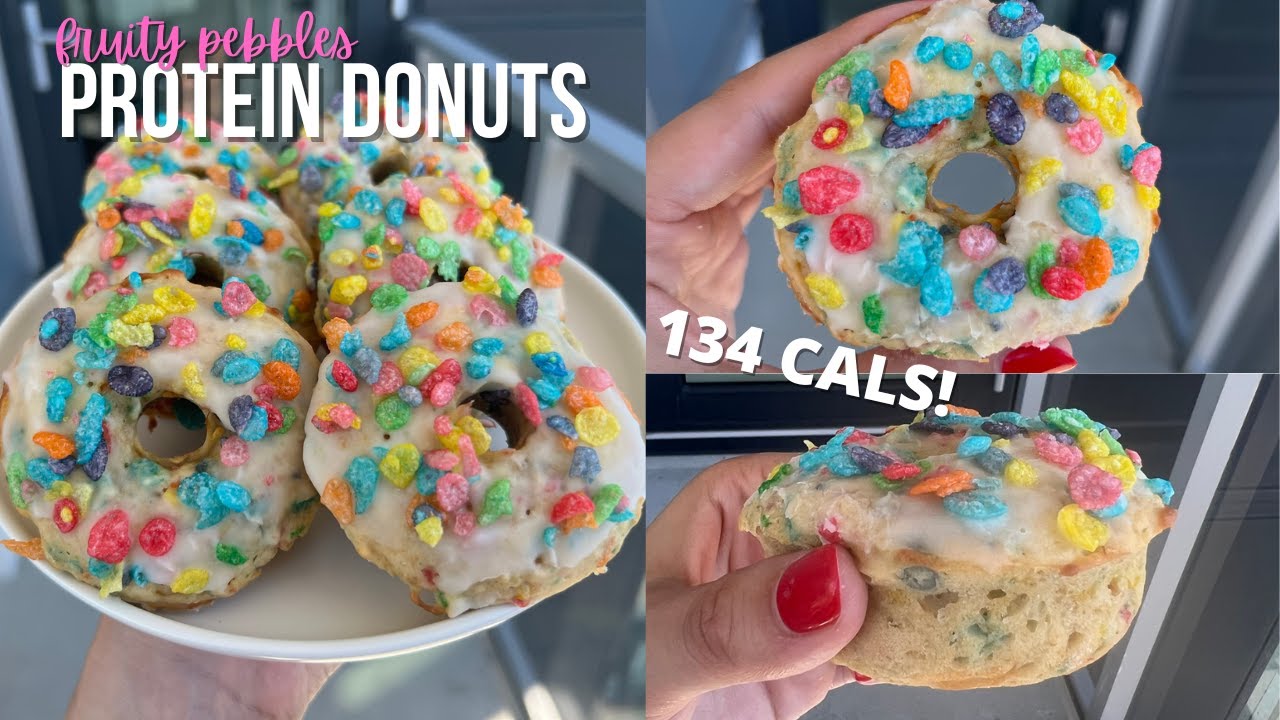BEST Low Calorie, High Protein Donut Recipe (Fruity Pebbles Flavour!)