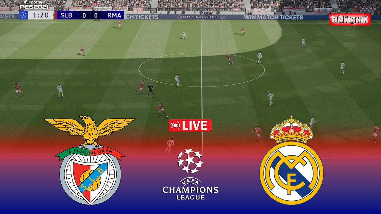 🔴LIVE : Real Madrid vs Benfica - UEFA Champions League 2025/26 | Pes 21 Simulation Gameplay