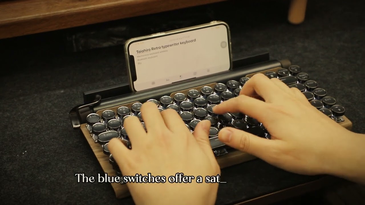 Mechanical keyboard, Retro Typewriter Keyboard Wireless Mechanical Keyboard, 83-Key