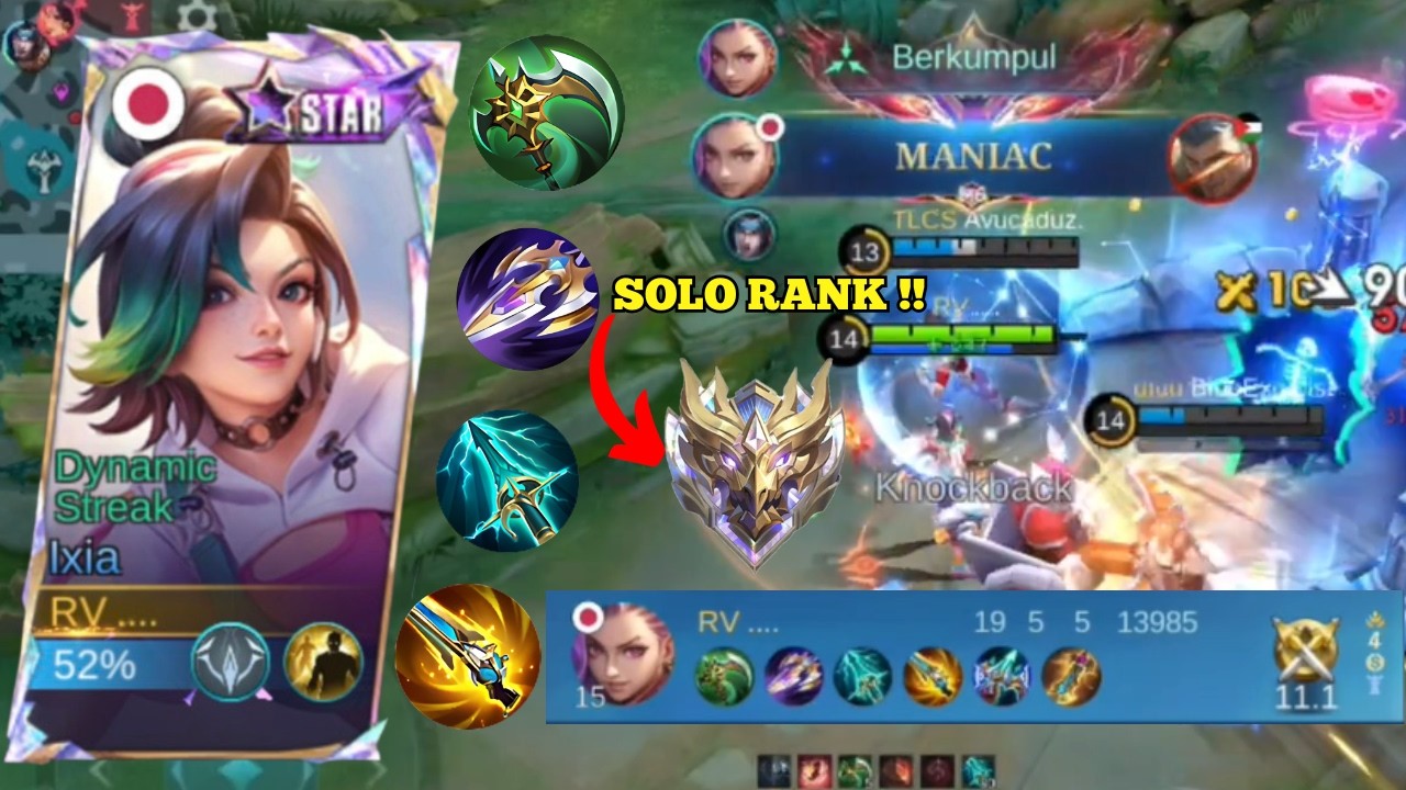 19 KILLS & 2X MANIAC!! IXIA EMBLEM FIGHTER MELAWAN DRAFT HERO TEBAL TIER S! BUILD IXIA TERSAKIT 2026