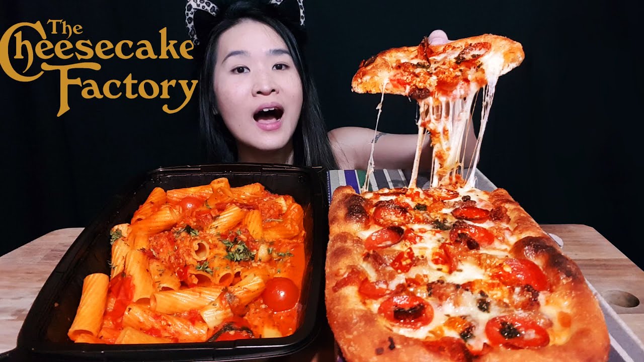 Cheesecake Factory NEW Cheesy Bee Sting Pizza & Spicy Vodka Rigatoni Pasta - Mukbang w/ Asmr Eating